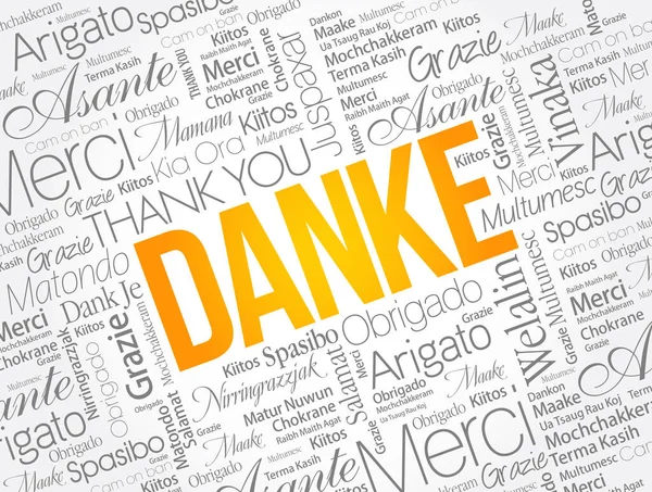 Danke Obrigado Alemão Fundo Nuvem Palavras Diferentes Idiomas —  Vetores de Stock