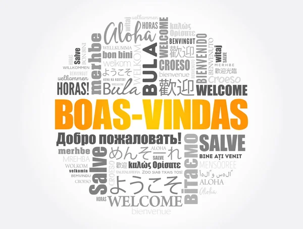 Boas Vindas Welkom Braziliaans Portugees Word Cloud Verschillende Talen — Stockvector