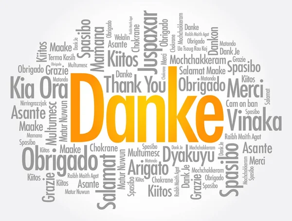 Danke Thank You Німецькою Word Cloud Background Різних Мовах — стоковий вектор