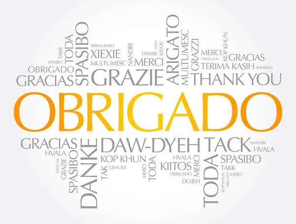 Obrigado Obrigado Português Word Cloud Diferentes Idiomas — Vetor de Stock