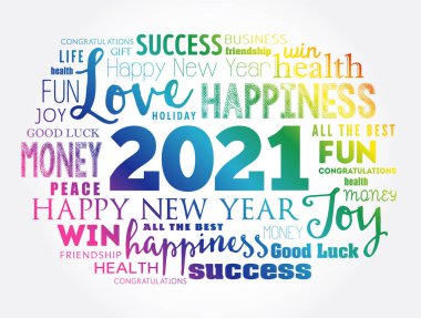 2021 'de bulut kolajı kutlaması, mutlu yıllar tebrik kartı