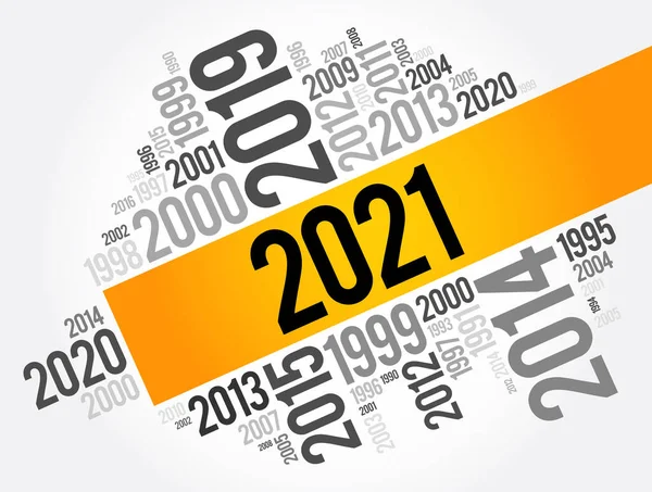 2021 Nový Rok Předchozí Roky Slovní Koláž Cloud — Stockový vektor