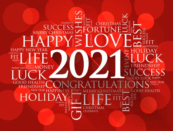 2021 Año Saludo Palabra Nube Collage Feliz Año Nuevo Celebración — Vector de stock
