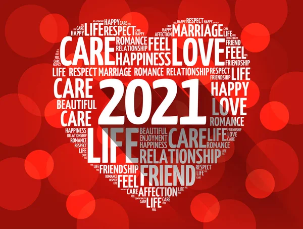 2021 Szerelem Boldogság Koncepció Szív Szó Felhő Kollázs Háttér — Stock Vector