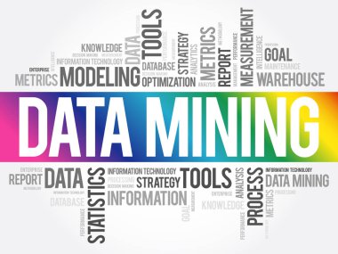 Veri Madencilik Teknolojisi Strateji kelime bulut, iş konsepti