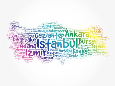 Türkiye 'deki şehirlerin listesi kelime bulut haritası, kavram geçmişi