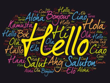Merhaba kelime bulut dünyanın farklı dillerinde, arka plan konsepti