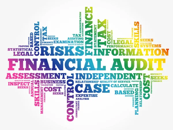 Collage Slova Finančního Auditu Obchodní Koncepce Pozadí — Stockový vektor
