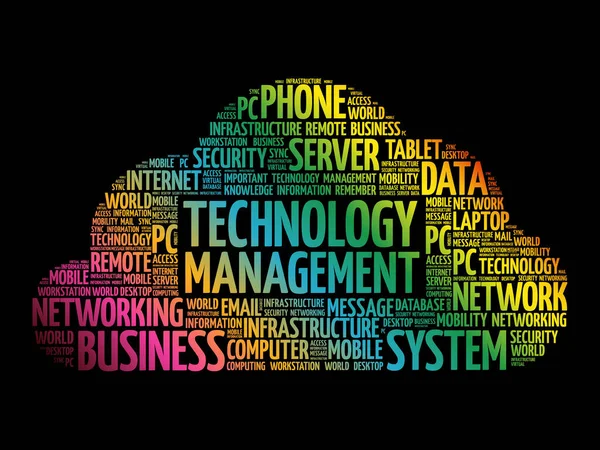Technologiemanagement Wort Cloud Geschäftskonzept — Stockvektor