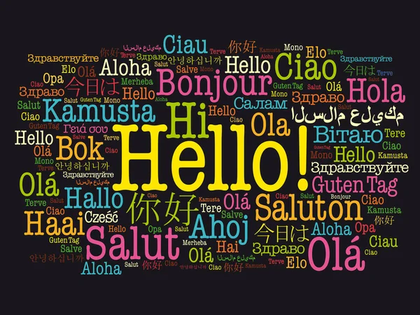 Hello Word Cloud Different Languages World Background Concept — Stock Vector