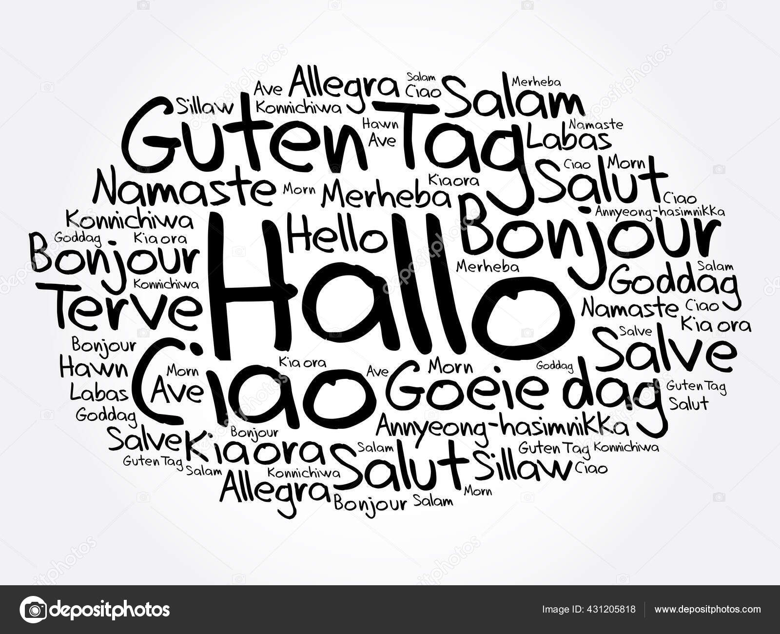 Hallo Hello Greeting German Word Cloud Different Languages World Stock Vector Image by ©dizanna