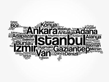 Türkiye 'deki şehirlerin listesi kelime haritası, iş ve seyahat kavramı geçmişi