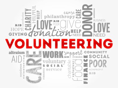 Gönüllü kelime bulut kolajı, sosyal konsept arka plan