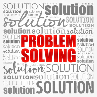 Problem çözme yardım kelime bulutu kolaj, iş kavramı arka plan