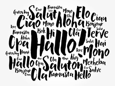 Toplantı Salonu (Merhaba tebrik Almanca) sözcüğü bulut dünyanın arka plan kavramı farklı dillerde