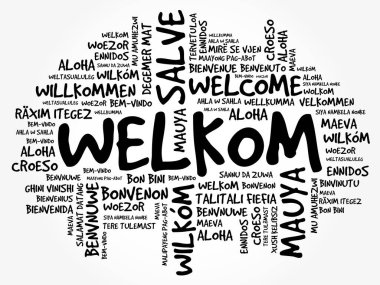 Welkom (Afrikanca Hoşgeldiniz) farklı dillerde kelime bulutu
