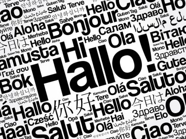 Merhaba (Almanca Selamlar) Dünyanın farklı dillerinde kelime bulutu