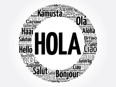 Hola (İspanyolca Selamlar) Dünyanın farklı dillerinde kelime bulutu