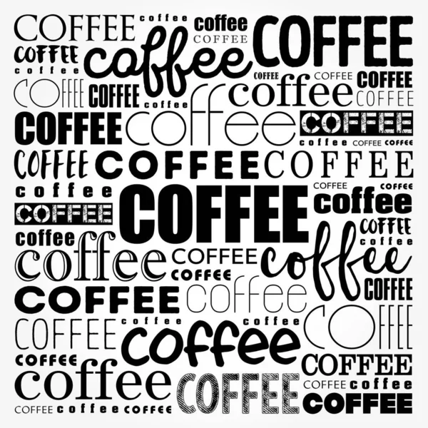 Kahve Kelimeleri Kolajı Gölgeler Sanat Konsepti Arka Plan — Stok Vektör