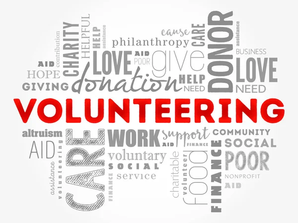 Gönüllü kelime bulut kolajı, sosyal konsept arka plan
