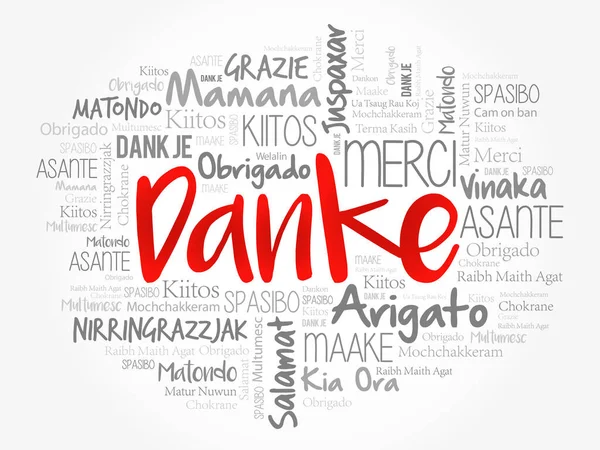 Danke Merci Allemand Word Cloud Background Dans Différentes Langues — Image vectorielle