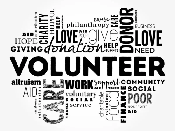 Gönüllü kelime bulut kolajı, sosyal konsept arka plan