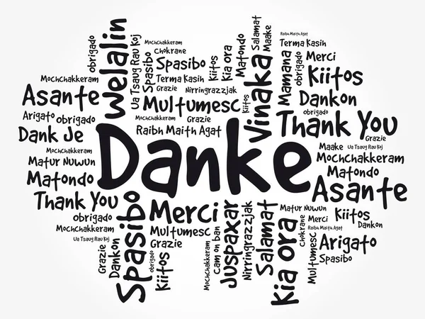 Danke Thank You Німецькою Word Cloud Background Різних Мовах — стоковий вектор