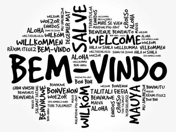 Bem Vindo Bienvenue Portugais Nuage Mots Dans Différentes Langues — Image vectorielle