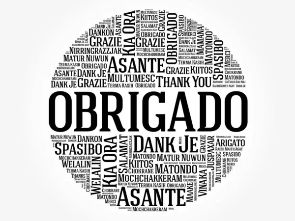 Obrigado Дякую Португальською Хмарне Тло Всі Мови Багатомовність Освіти Або — стоковий вектор
