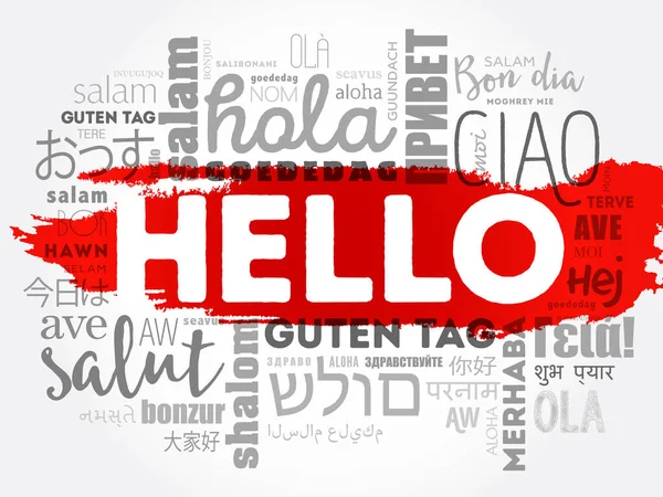 Hello Word Cloud Világ Különböző Nyelvein Háttér Koncepció — Stock Vector