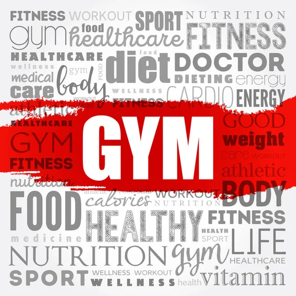 Gym Word Cloud Collage Background Health Concept — Stock Vector