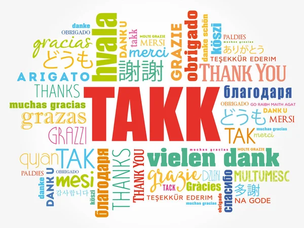 Takk Thank You Icelandic Word Cloud Different Languages — Stock Vector