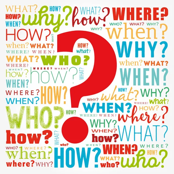 Question Mark Questions Whose Answers Considered Basic Information Gathering Problem — Stock Vector