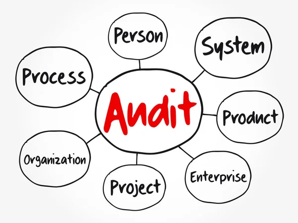 Audit Evaluation Area Mind Map Flussdiagramm Geschäftskonzept Für Präsentationen Und — Stockvektor