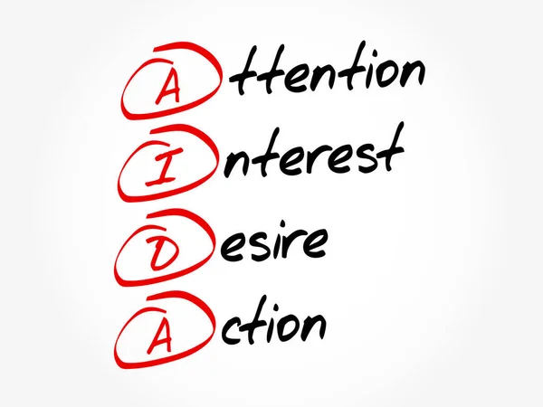 Aida Attention Interest Desire Action Background Έννοια Ακρωνύμιο — Διανυσματικό Αρχείο