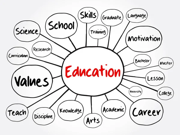 Onderwijs Mind Map Flowchart Concept Voor Presentaties Rapporten — Stockvector