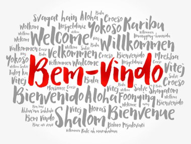 Bem-Vindo (Portekizce Hoşgeldiniz) kelime bulutu farklı dillerde