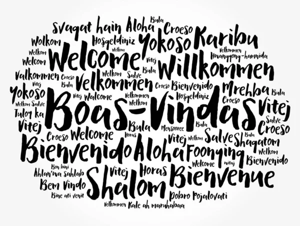 Boas Vindas 欢迎收听巴西葡萄牙语 不同语言的云彩 — 图库矢量图片