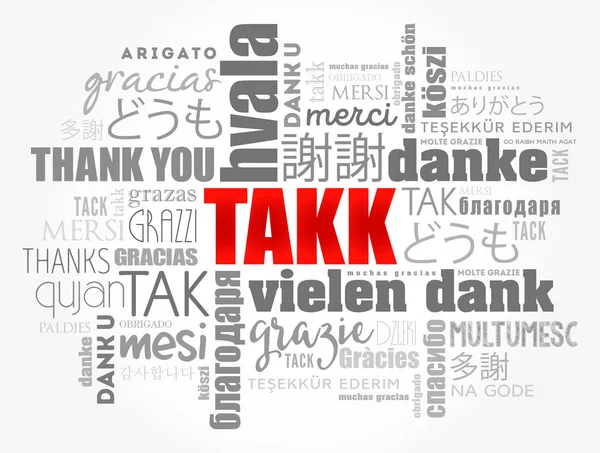 Takk Zlandaca Teşekkür Ederim Farklı Dillerde Kelime Bulutu — Stok Vektör