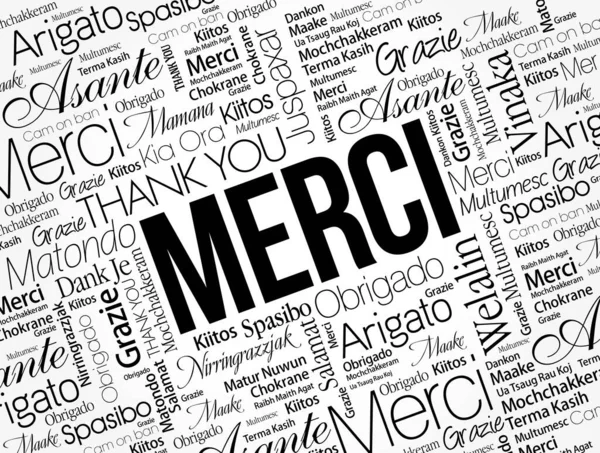 Merci Merci Français Nuage Mots Dans Différentes Langues — Image vectorielle