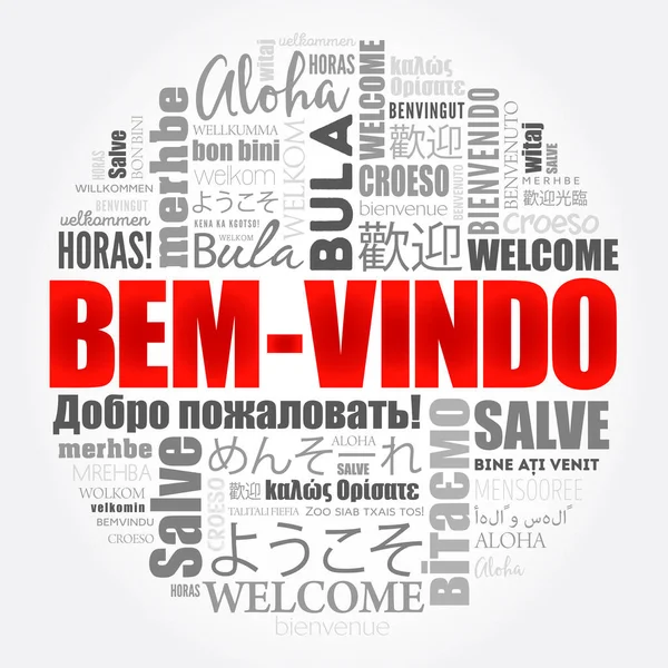 Bem Vindo Welkom Het Portugees Word Cloud Verschillende Talen — Stockvector