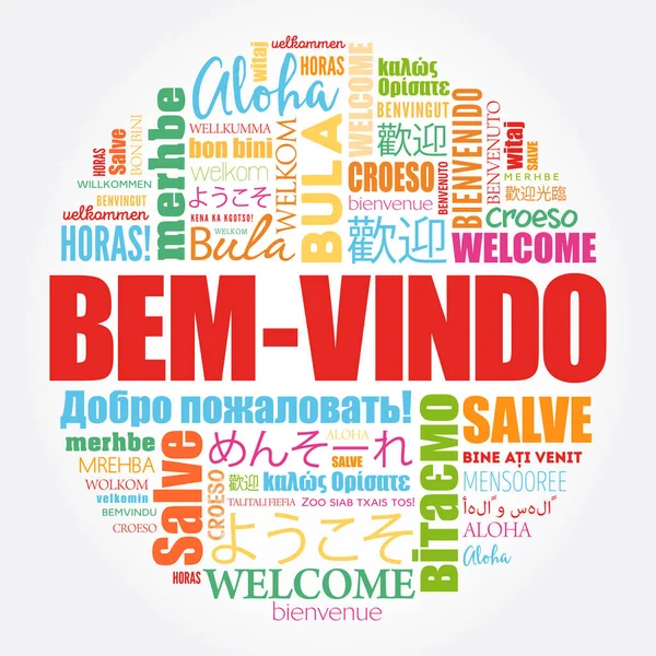 Bem Vindo Welkom Het Portugees Word Cloud Verschillende Talen — Stockvector
