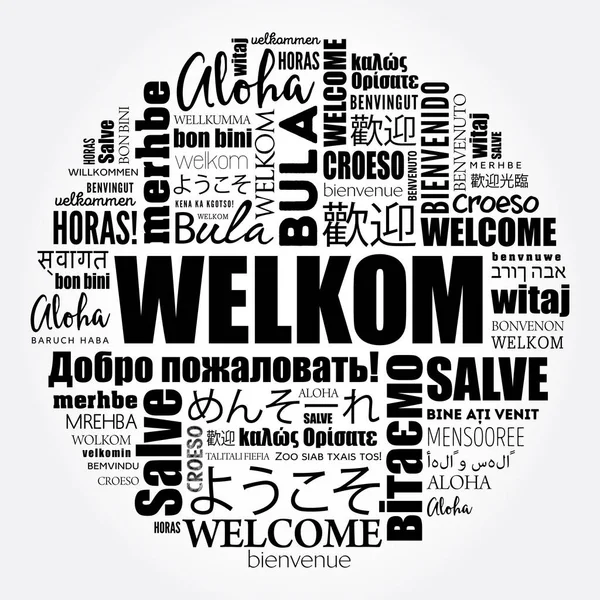 Welkom Welcome Afrikaans Nuvem Palavras Diferentes Idiomas Fundo Conceitual — Vetor de Stock