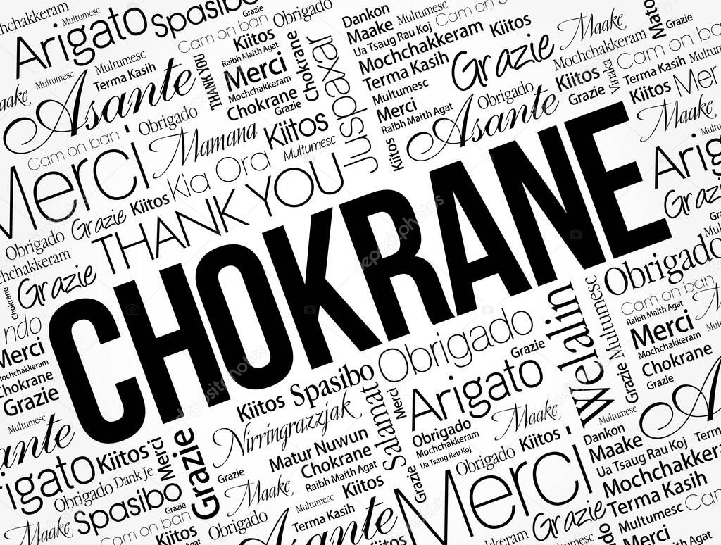 Chokrane (Thank You in Arabic - Middle East, North Africa) Word Cloud background, all languages, multilingual for education or thanksgiving day