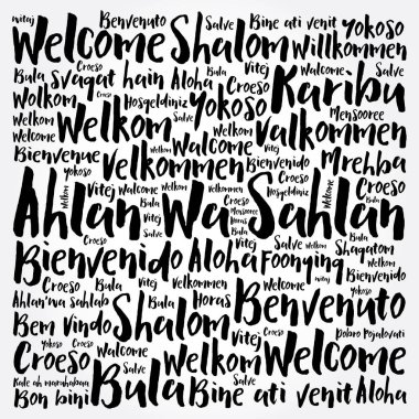 Ahlan Wa Sahlan (Arapça Hoşgeldiniz) kelime bulutu farklı dillerde