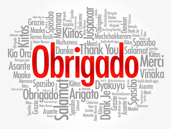 Obrigado Merci Portugais Word Cloud Dans Différentes Langues — Image vectorielle