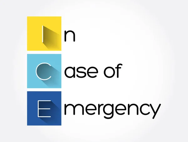 Ice 在紧急情况下的首字母缩写 健康概念背景 — 图库矢量图片