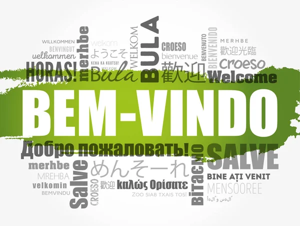 Bem Vindo Welcome Portuguese Nuvem Palavras Diferentes Idiomas —  Vetores de Stock