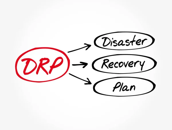 Drp Acrónimo Del Plan Recuperación Desastres Antecedentes Del Concepto Negocio — Vector de stock