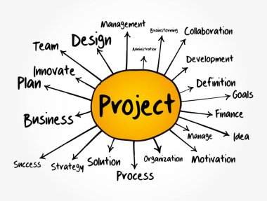 PROJECT zihin haritası akış şeması, sunum ve raporlar için iş konsepti
